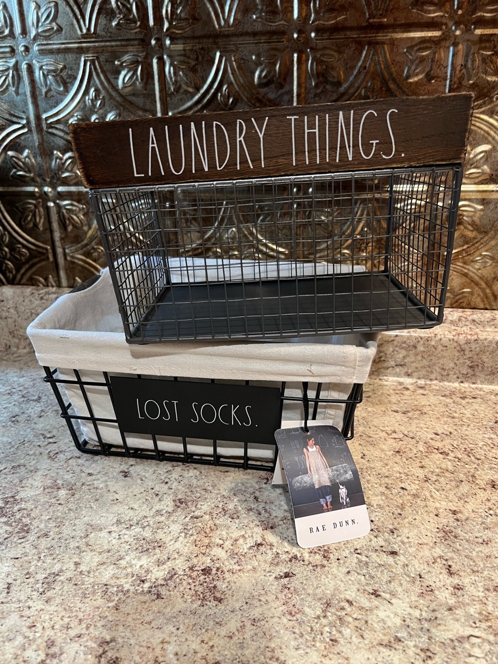 RAE DUNN- LOST SOCKS & LAUNDRY THINGS Wire Baskets NWT
